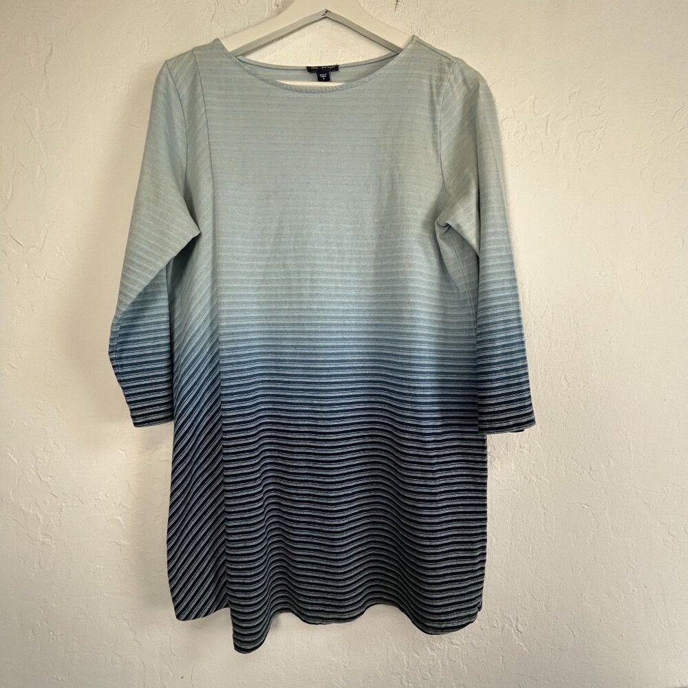 J.Jill Pure Jill Womens Indigo Gradient Striped Tunic Top Small Blue 3/4 Sleeve